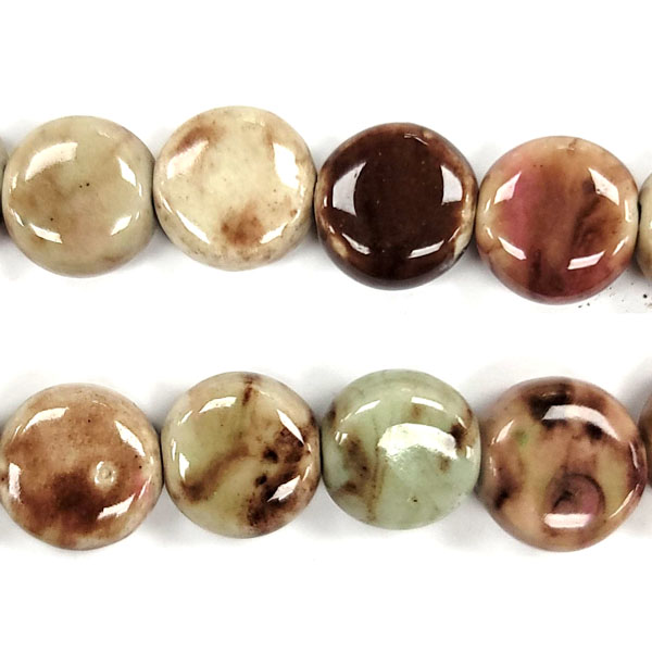 PORCELAIN DISC 16MM MILKY BROWN